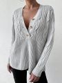 SHEIN LUNE V-neck Long Sleeve Casual Pullover Sweater