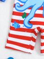 Baby Boys' Striped Octopus Pattern One-Piece Swimwear