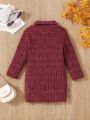 1pc Solid Color Long Sleeve Baby Girl Dress
