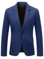 Manfinity Solid Color Men's Lapel Single Breasted Suit Jacket