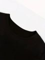 Round Neck Short Sleeve Plus Size Women'S Letter Print T-Shirt With Rhinestone Embellishment
