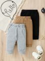 SHEIN 3-Piece Baby Boy Casual Street Simple Sports Letter Print Trousers Suitable For Going Out