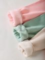 SHEIN Kids FANZEY 3pcs Girls' Fleece Lined Sweatshirt With Letter & Slogan Print