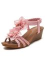 Summer Bohemia Wedge Sandals for Women Elastic Ankle Strap Sandals Open Toe Flower Rhinestone Platform Shoes Sandal