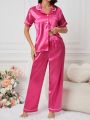 Colorblock Pajama Set With Contrast Piping