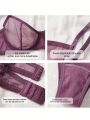 2pcs/set Fashionable Soft & Breathable French Mesh Transparent Seamless Bra And Panties Set, Sexy Lingerie For Women, Color: Mordandy Purple