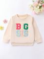 Young Girl Embroidery Letter Pattern Sweatshirt
