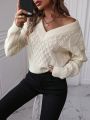 V-Neck Cable Knitted Sweater