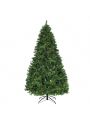 Gymax Pre-Lit 7' Premium Spruce Artificial Christmas Tree Hinged 460 LED Lights Pine Cones