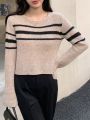DAZY Ladies' Striped Flare Sleeve Sweater