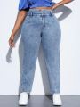 SHEIN Plus Size Women'S High Waist Denim Jeans