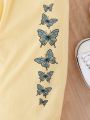 Baby Butterfly Print Cami Top & Tee & Sweatpants