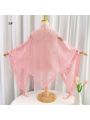 1pc Ladies' Lightweight Breathable Single Color Lace Fringe Shawl