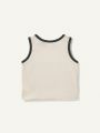 Cozy Cub Baby Boy Colorblock Vest Shirt With Embroidery Detail And Round Neck, 3pcs/Set