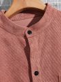 Teenage Boys' Plain Button Down Shirt With Embroidery Detail