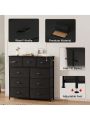Furmax Fabric Dresser, Dresser for Bedroom Storage Drawers Tall Dresser Storage Tower with 7 Drawers, Chest of Drawers with Fabric Bins, Wooden Top, Steel Frame for Bedroom, Closet, TV Stand, Entryway