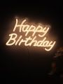 1pc Warm White Happy Birthday LED Wall Neon Sign Night Light For Party Decoration