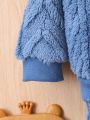 Baby Boy's Long-sleeved Hooded Wool Sweater + Trousers Two-piece Set Autumn And Winter Style