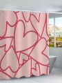 Umamao Estudio Full Width Line & Heart Element, Pink Shower Curtain