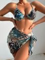 SHEIN Swim Vcay 3pcs/set Women's Printed Swimsuit