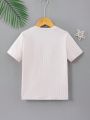SHEIN Kids Academe Textured Short Sleeve T-Shirt For Young Boys