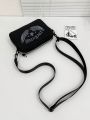 Rat Studio Fashionable Personality Printed Zipper Square Crossbody Bag For Women