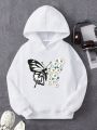 Girls' (Big Kid) Butterfly & Daisy Printed Hoodie Sweatshirt