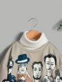 SHEIN Kids EVRYDAY Boys' Casual & Comfortable Cartoon Character Printed Crewneck Sweatshirt