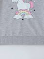 Young Girl Unicorn & Slogan Graphic Sweatshirt