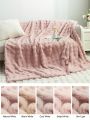 1pc Solid Color Simulated Jacquard 3d Bubble Mink Blanket, Skin Friendly Comfortable & Warm, Suitable For Adults' & Kids' Beds And Sofas