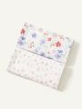 Cozy Cub 2pcs/Set Thin Blankets For Baby Swaddle (Small-Pink Flowers + Pomegranate-Purple Flowers), Spring/Summer