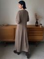 FRIFUL Women's V-neck Long Sleeve Dress