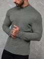 Men'S Stand Collar Solid Color Thermal Top