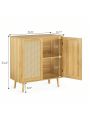 Huuger Buffet Cabinet with Storage, Storage Cabinet with PE Rattan Decor Doors, Solid Wood Feet