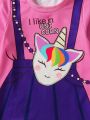 Baby Girl Unicorn & Slogan Graphic Dress