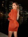 SHEIN SXY New Years women outfit prom dress Ladies' Suspended Neckline Drawstring Ruched Mini Dress