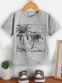 SHEIN Kids SUNSHNE Boys' Coconut Tree Pattern Casual T-Shirt For Vacation