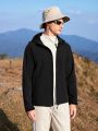 In My Nature Men's Solid Color Zipper Design Hooded Regular Jacket For Outdoor Activities