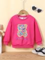SHEIN Kids EVRYDAY Young Girl Bear & Letter Graphic Sweatshirt