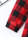 Little Girl'S Long-Sleeved Casual Red Plaid Dress Spring Without Belt