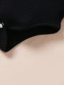 4pcs/Set Basic Sleeveless Bodysuits With Bow Knot & Elastic Ribbed Fabric For Baby Girls