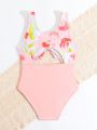 Young Girl'S Hollow Out One-Piece Swimsuit With Twisted Detail