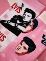 Elvis Presley X SHEIN 2 Pairs Women's Knee High Socks, Pink