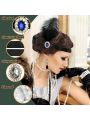 10Pcs/Set 1920s Flapper Great Gatsby Accessories, Fashion Roaring 20's Theme Set with Headband Headpiece Long Black Gloves Necklace Earrings for Women