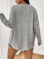 Plus Size Asymmetrical Striped Batwing Sleeve Casual T-shirt