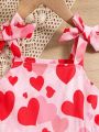 SHEIN Kids SUNSHNE Little Girls' Heart Print Dress