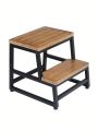 Wooden Step Stools for Kids and Adults, Heavy Duty Bed Steps for High Beds for Adults with Non-Slip Grooves Surface, 2 Step Stool for Bedroom, Kitchen, Bathroom - Holds up to 500 LBS