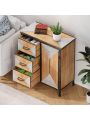Storage Cabinet with Drawers &Door, Bathroom Floor Cabinet, Accent Cabinet with Metal Legs, Free-Standing Buffet Cabinet for Kitchen Living Room Hallway