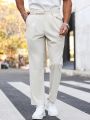 Men'S Solid Color Straight-Fit Dress Pants With Folded Pleats