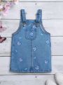 Baby Girl Butterfly Printed Denim Overall Dress